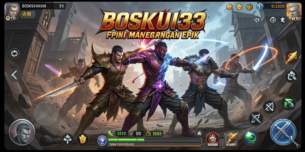 Tangkapan layar dari gameplay <strong>BOSKU33</strong> menampilkan aksi pertarungan yang mendebarkan.