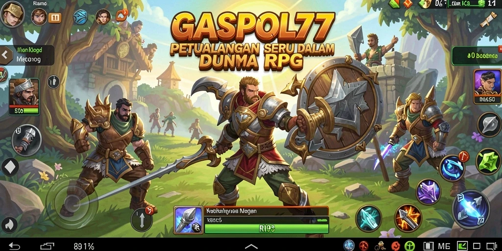 Tampilan seru pertarungan dalam GASPOL77 dengan berbagai karakter RPG.