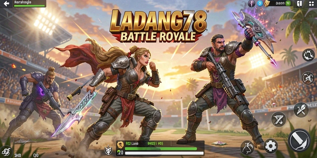 Gameplay seru dan menegangkan di LADANG78 Battle Royale.