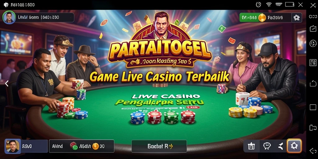 Screenshot gameplay PARTAITOGEL menampilkan dealer profesional yang memandu permainan.