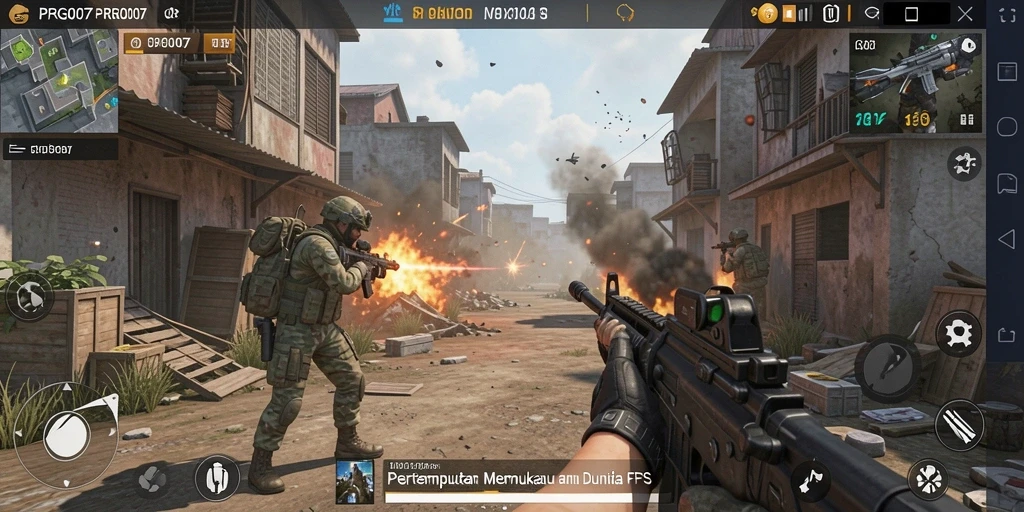 Screenshot gameplay PRG007 menampilkan aksi tembak-menembak yang mendebarkan.