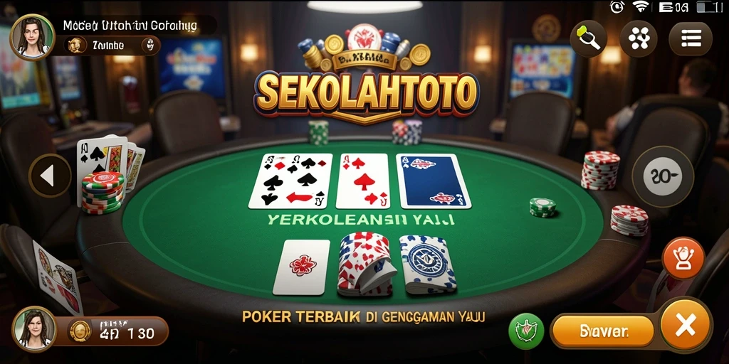 Tampilan gameplay Poker yang seru dan interaktif dari SEKOLAHTOTO.