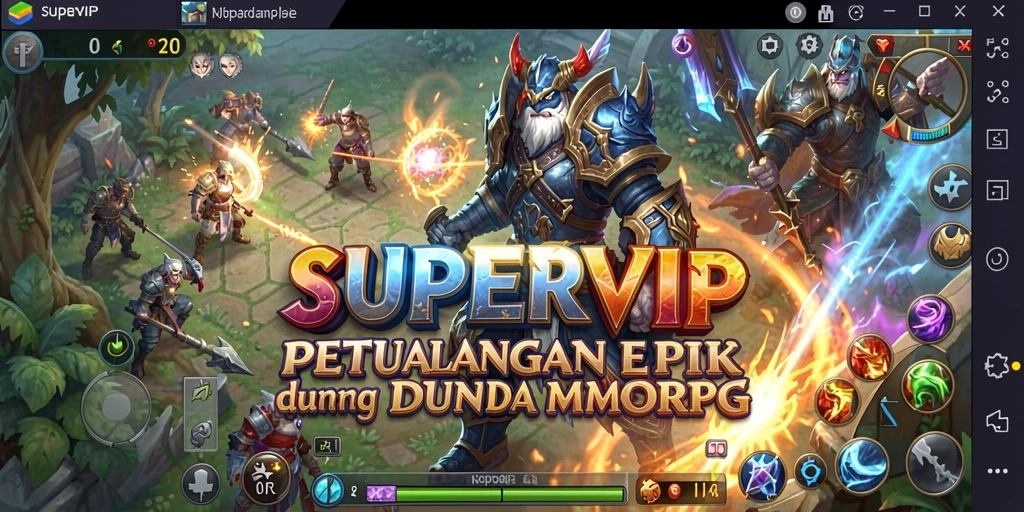 Screenshot gameplay SUPERVIP yang menampilkan aksi epik dan karakter yang dinamis.